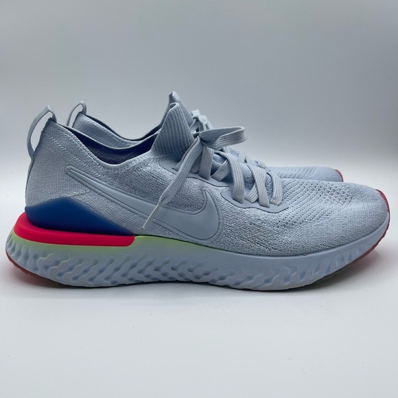 Nike Epic React Flyknit 2 Womens Size 11.5 US Light Blue Running Shoes Lace Up - Picture 1 of 8